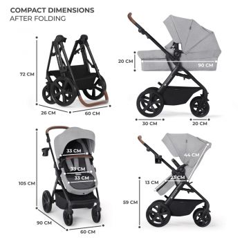 Carucior 3 in 1 Kinderkraft A-Tour light grey