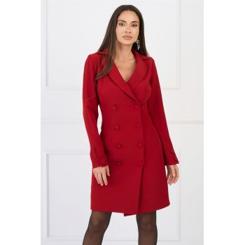 Rochie Moze office din stofa tip sacou burgundy