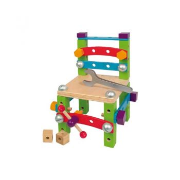 Set de Constructie Scaun din Lemn pentru Copii, Verde, Joc Educational si Creativ