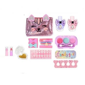 Set de Machiaj si Accesorii cu Poseta Stralucitoare, Candy Girl - Pretty Animals