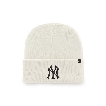 47 brand caciula MLB New York Yankees culoarea bej, din tricot gros, B-HYMKR17ACE-NTD