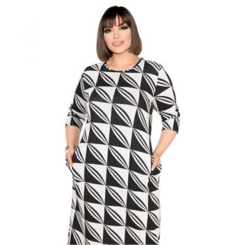 copy of Rochie de zi Laura, cu buzunare si maneca 3/4, culoare bleumarin, cu decolteul rotund 2310