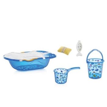 Set cadita de baie cu 6 piese BabyJem (Culoare: Bleu)