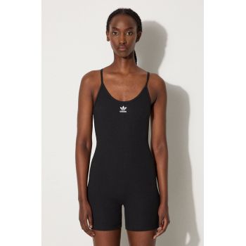 adidas Originals salopeta Essentials RIB Onesie culoarea negru, cu decolteu rotund, JC6212