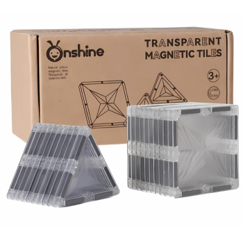 Joc STEM de constructie Transparent Magnetic Tiles, cu 20 piese