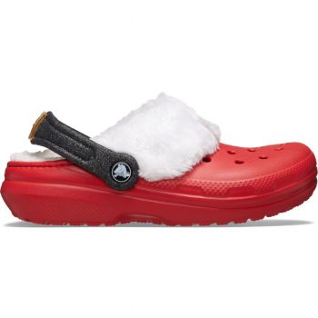 Saboti Crocs Classic Lined Santa Clog Kids Rosu - Varsity Red/Multi ieftini