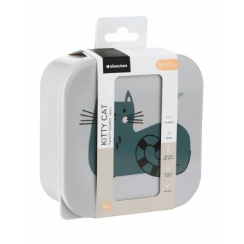 Set 4 cutii pentru pranz KikkaBoo Kitty Cat Grey