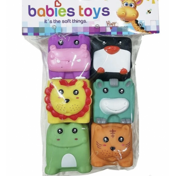 Set 6 cuburi silicon pentru bebelusi, animalele texturate Babies Toys