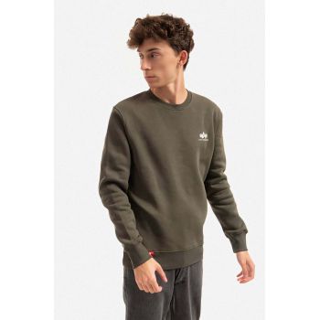 Alpha Industries bluză Basic Sweater Small Logo bărbați, culoarea verde, cu imprimeu 188307.142-green