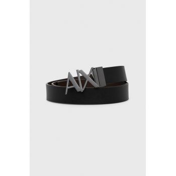 Armani Exchange Curea de piele bărbați, culoarea negru