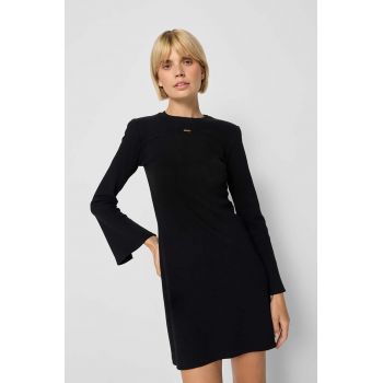 Bizuu rochie din bumbac ANYIA culoarea negru, mini, mulata, ANYIA.CZARNY