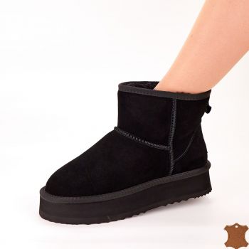 Ghete Damă Negre Tip UGG Piele Naturala Garela