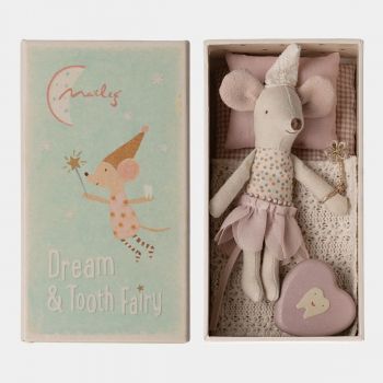 Jucarie maileg, Tooth fairy mouse, Little sister in matchbox