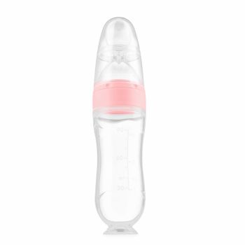 Lingurita din silicon cu rezervor gradat 90 ml Kidnort Pink