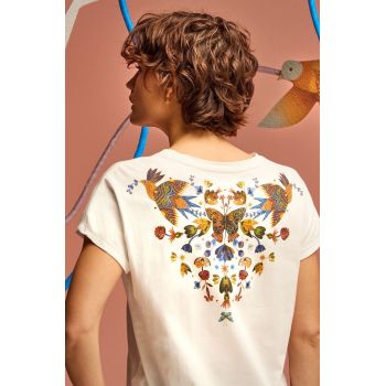 Medicine tricou din bumbac femei, culoarea bej