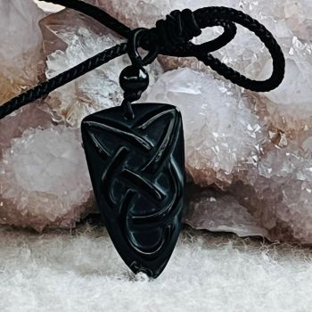 Pandantiv obsidian CELTIC cu snur