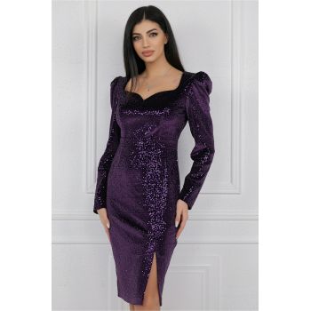 Rochie MBG eleganta din catifea cu paiete