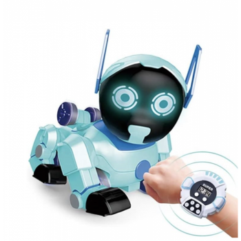 Catel robot cu telecomanda bratara si ceas, rotire 360 grade, Puppy Stunt Roll