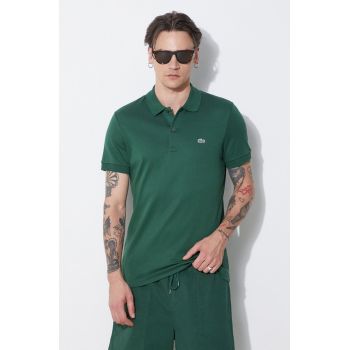 Lacoste polo de bumbac culoarea verde, neted, DH2050