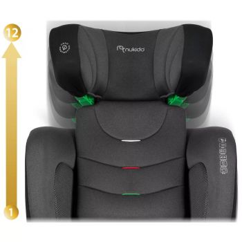 Scaun auto 15-36 kg cu isofix Nukido I-SIZE 100-150 cm Louis Soft NegruGri