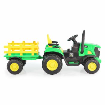 Tractor electric cu remorca si telecomanda Moni Rancher green