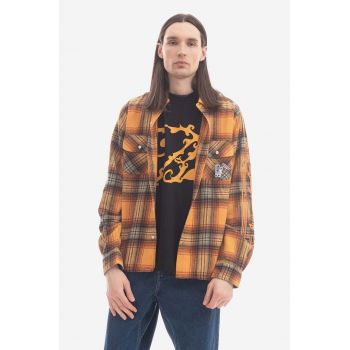 Billionaire Boys Club cămașă din lână Check Shirt culoarea portocaliu, cu guler clasic, regular B22417-ORANGE