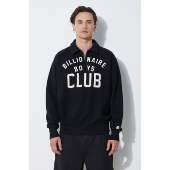 Billionaire Boys Club hanorac de bumbac Collared Half Zip Sweater culoarea negru, cu imprimeu, B24125