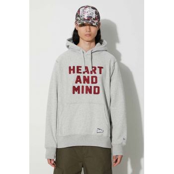 Billionaire Boys Club hanorac de bumbac Heart and Mind Popover bărbați, culoarea gri, cu glugă, cu imprimeu, B23433