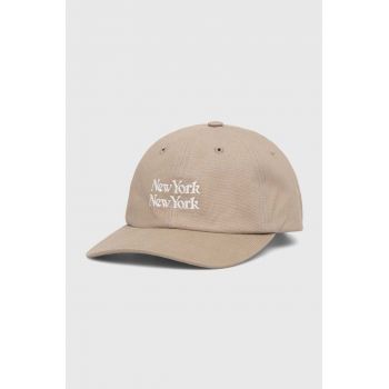 Corridor șapcă de baseball din bumbac NY NY Cap culoarea bej, cu imprimeu, HT0089-K