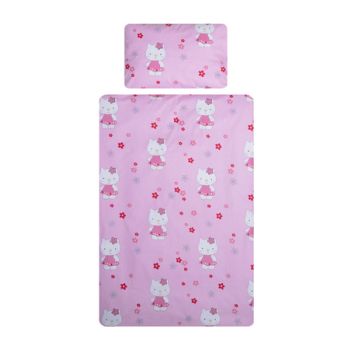 Lenjerie patut cu 3 piese 120x60 cm fete de schimb Hello Kitty