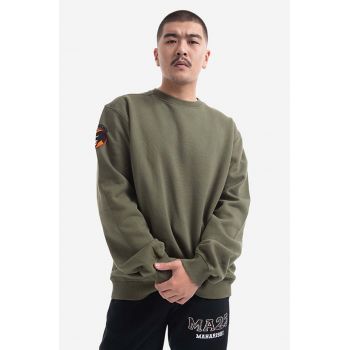 Maharishi hanorac de bumbac bărbați, culoarea verde, cu imprimeu 9432.OLIVE-OLIVE