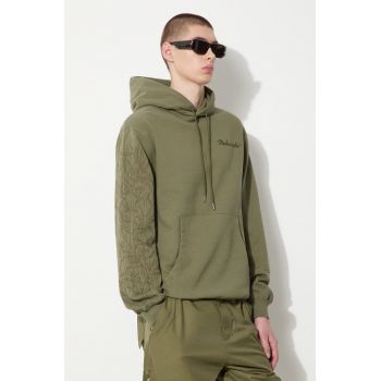 Maharishi hanorac de bumbac Dragon Bamboo Hooded Sweat barbati, culoarea verde, cu glugă, cu imprimeu, 5075.OLIVE