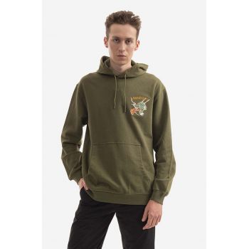 Maharishi hanorac de bumbac Force Embroidered bărbați, culoarea verde, cu glugă, cu imprimeu 8076.OLIVE-OLIVE