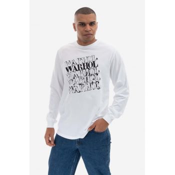 Maharishi longsleeve din bumbac culoarea alb, cu imprimeu 9923.WHITE-WHITE