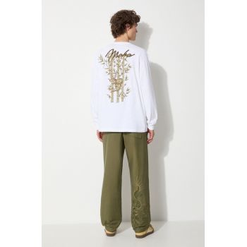 Maharishi longsleeve din bumbac Dragon Bamboo culoarea alb, cu imprimeu, 5080.WHITE