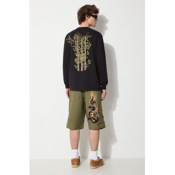 Maharishi longsleeve din bumbac Dragon Bamboo culoarea negru, cu imprimeu, 5080.BLACK