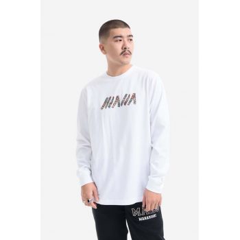 Maharishi longsleeve din bumbac Monster Tiger longsleeve T-Shirt culoarea alb, cu imprimeu 9428.WHITE-WHITE