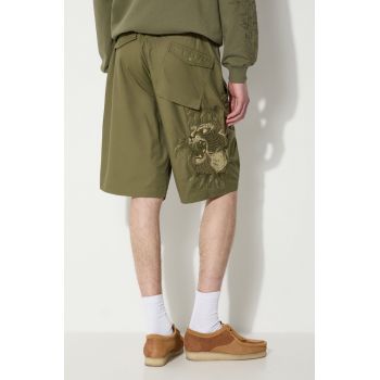 Maharishi pantaloni scurti Maha Tiger Loose Snoshorts barbati, culoarea verde, 5099.OLIVE