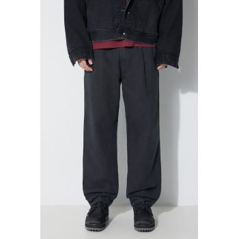 Maharishi pantaloni U.S. Chino Loose bărbați, culoarea negru, cu fit chinos, 4604.BLACK