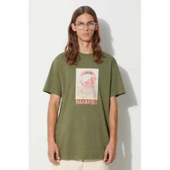 Maharishi tricou din bumbac Peace Crane T-Shirt culoarea verde, cu imprimeu, 1072