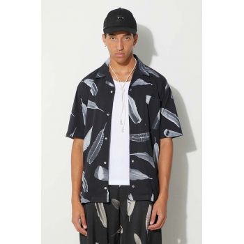 Marcelo Burlon cămașă din bumbac Aop Wind Feather Hawaii bărbați, culoarea negru, relaxed