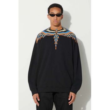 Marcelo Burlon hanorac de bumbac Optical Wings bărbați, culoarea negru, cu imprimeu