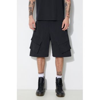 Marcelo Burlon pantaloni scurti Cross Nylon Cargo Shorts barbati, culoarea negru, CMCS001S24FAB0011001