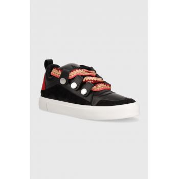 Marcelo Burlon sneakers din piele Ticinella Sneaker culoarea negru, CMIA097S24LEA0011028