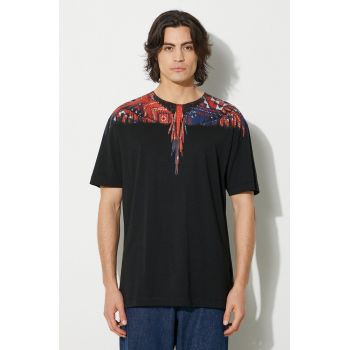 Marcelo Burlon tricou din bumbac Bandana Wings Basic Tee barbati, culoarea negru, cu imprimeu, CMAA056F24JER0031027