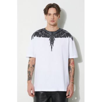 Marcelo Burlon tricou din bumbac Icon Wings Basic bărbați, culoarea alb, cu imprimeu, CMAA056C99JER0010110