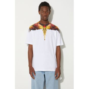 Marcelo Burlon tricou din bumbac Icon Wings Basic Tee barbati, culoarea alb, cu imprimeu, CMAA056F24JER0010125