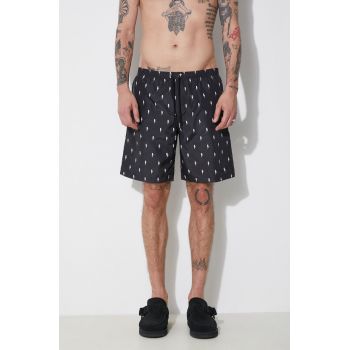 Neil Barrett pantaloni scurti de baie All-Over Micro Bolts Swim Long Shorts culoarea negru, MY58026B-Y068-524N