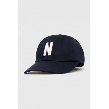 Norse Projects șapcă de baseball din bumbac Felt N Twill Sports Cap culoarea albastru marin, cu imprimeu, N80.0128.7004