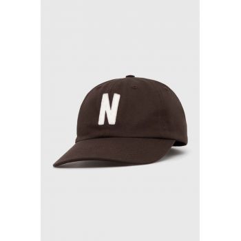 Norse Projects șapcă de baseball din bumbac Felt N Twill Sports Cap culoarea maro, cu imprimeu, N80.0128.2022